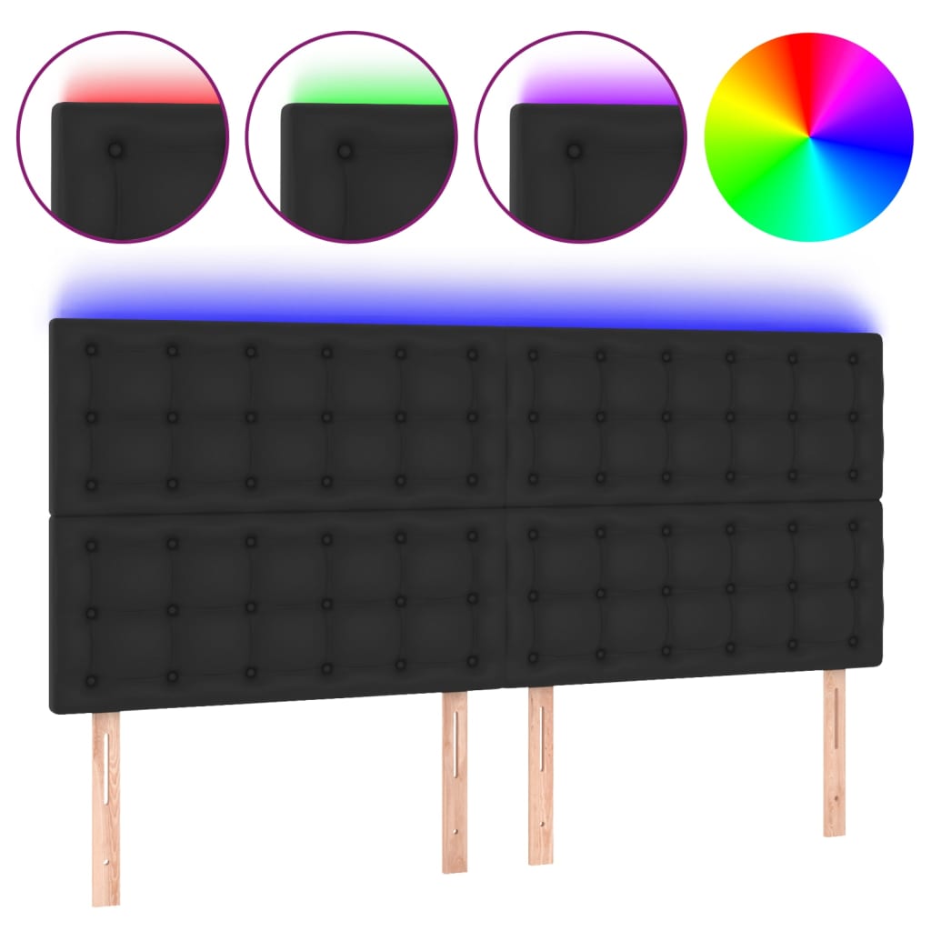 vidaXL Κεφαλάρι Κρεβατιού LED Μαύρο 180x5x118/128 εκ