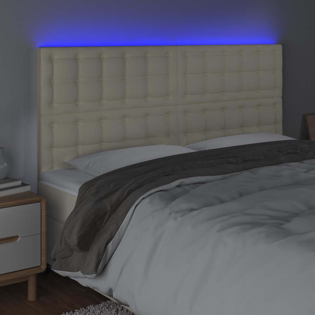 vidaXL Κεφαλάρι Κρεβατιού LED Κρεμ 180x5x118/128 εκ. Συνθετ. Δέρμα