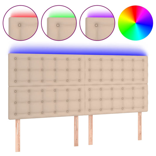 vidaXL Κεφαλάρι Κρεβατιού LED Καπουτσίνο 180x5x118/128 εκ