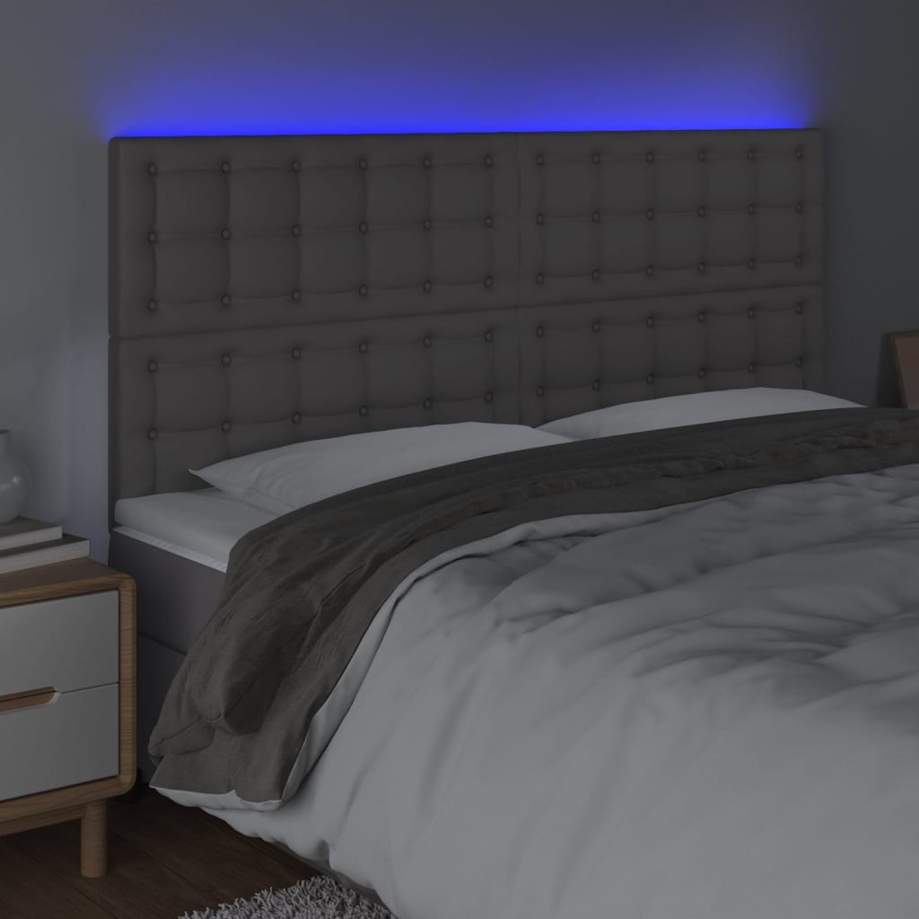 vidaXL Κεφαλάρι Κρεβατιού LED Γκρι 200x5x118/128 εκ
