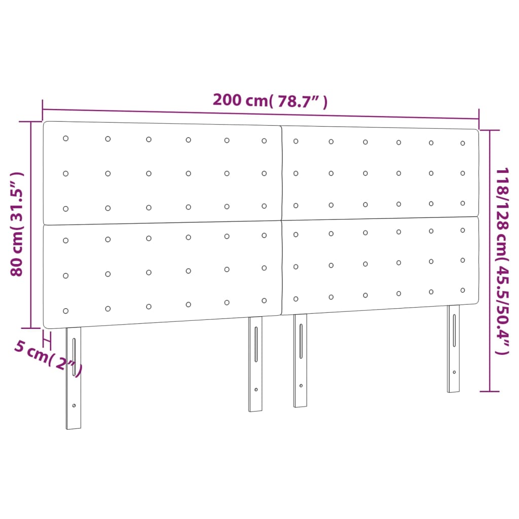 vidaXL Κεφαλάρι Κρεβατιού LED Γκρι 200x5x118/128 εκ