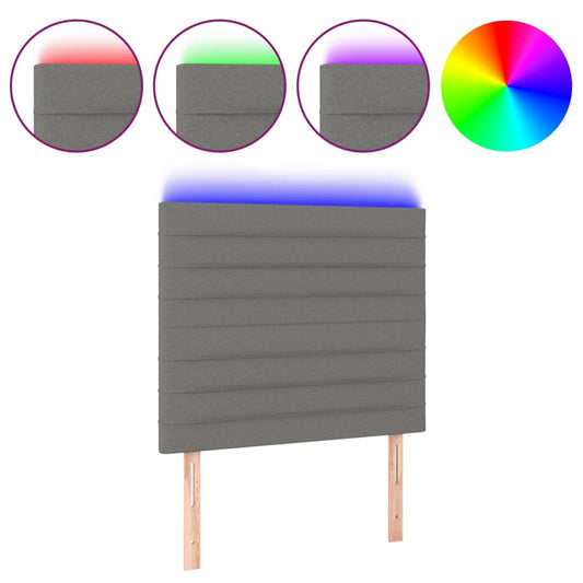 vidaXL Κεφαλάρι Κρεβατιού LED Σκούρο Γκρι 90x5x118/128εκ. Υφασμάτινο