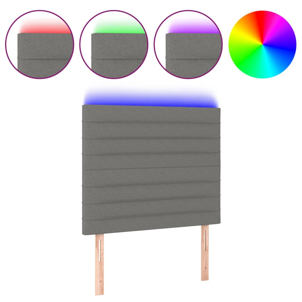vidaXL Κεφαλάρι Κρεβατιού LED Σκούρο Γκρι 100x5x118/128εκ. Υφασμάτινο