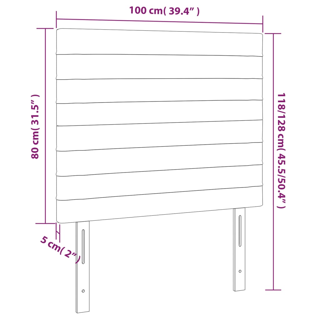 vidaXL Κεφαλάρι Κρεβατιού LED Μαύρο 100x5x118/128 εκ. Υφασμάτινο