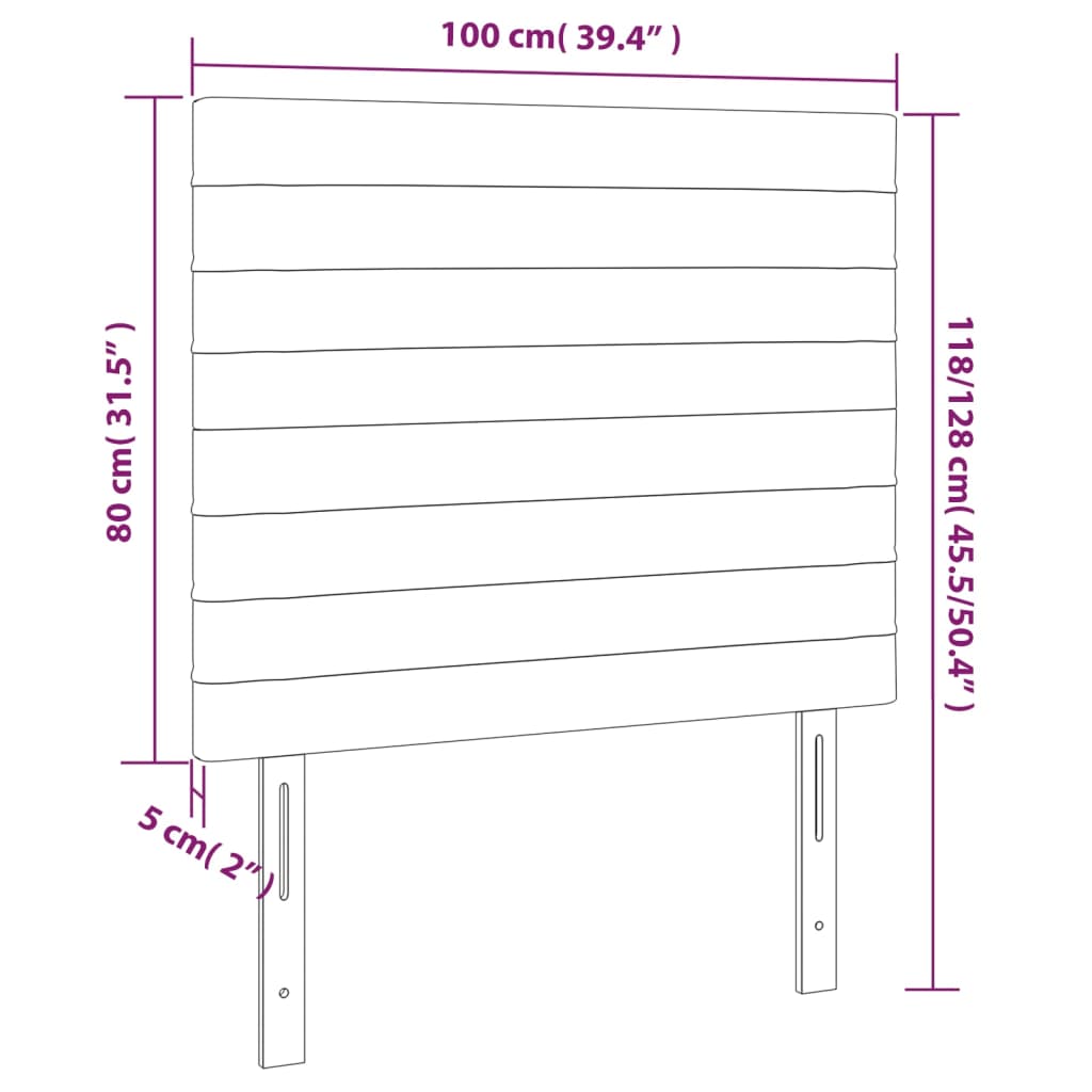 vidaXL Κεφαλάρι Κρεβατιού LED Taupe 100x5x118/128 εκ. Υφασμάτινο
