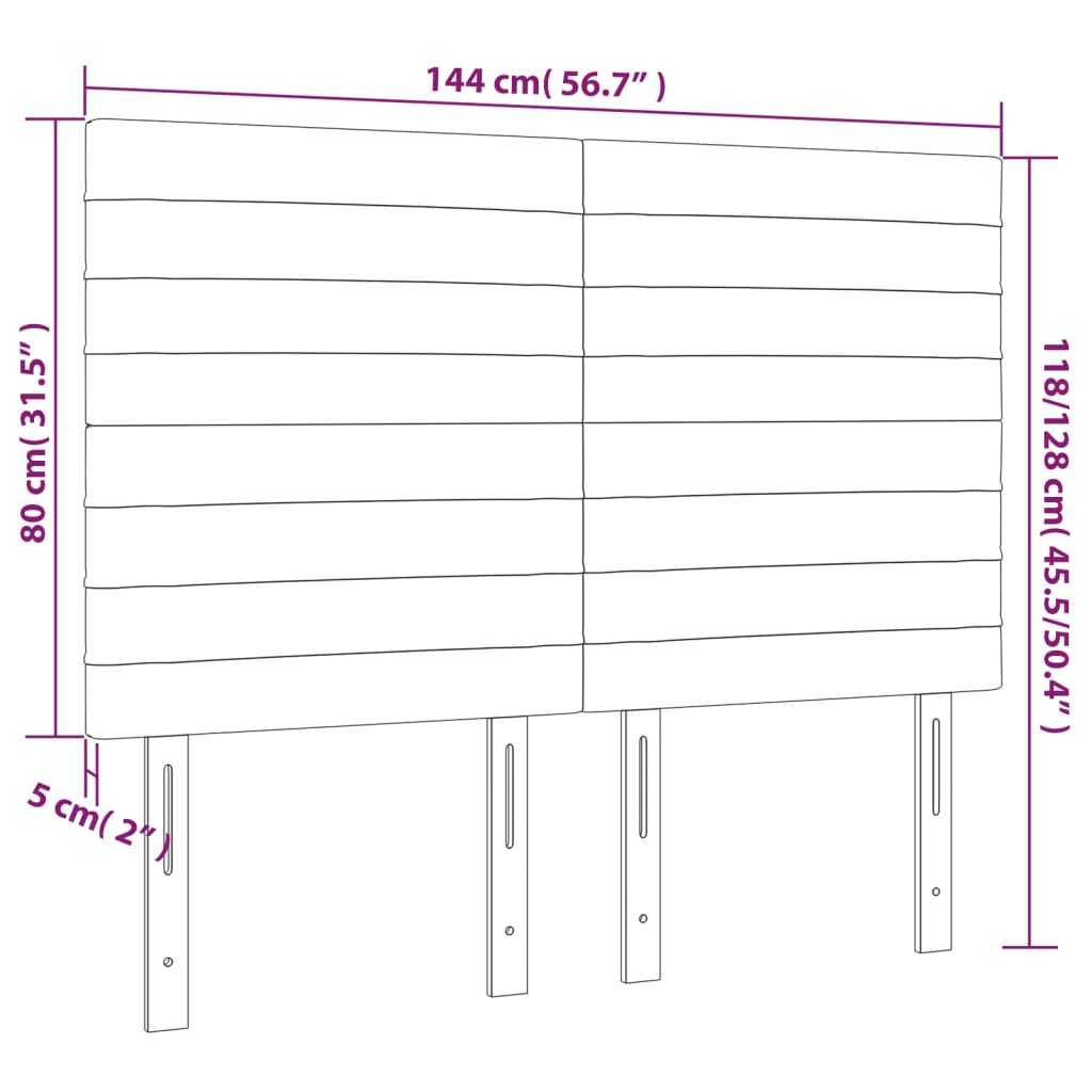 vidaXL Κεφαλάρι Κρεβατιού LED Μπλε 144x5x118/128 εκ. Υφασμάτινο