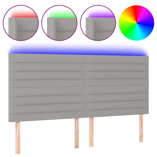vidaXL Κεφαλάρι Κρεβατιού LED Ανοιχτό Γκρι 160x5x118/128εκ. Υφασμάτινο