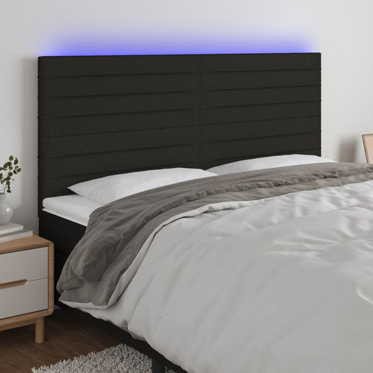 vidaXL Κεφαλάρι Κρεβατιού LED Μαύρο 180x5x118/128 εκ. Υφασμάτινο