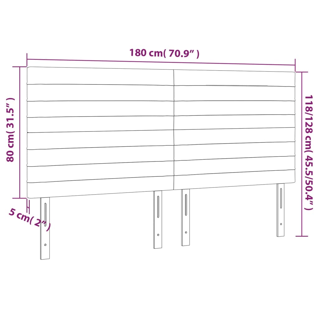 vidaXL Κεφαλάρι Κρεβατιού LED Μπλε 180x5x118/128 εκ. Υφασμάτινο