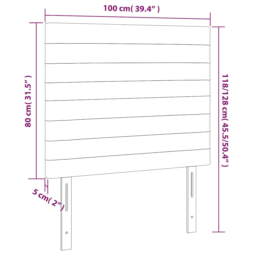 vidaXL Κεφαλάρι Κρεβατιού LED Σκούρο Πράσινο 100x5x118/128 εκ.