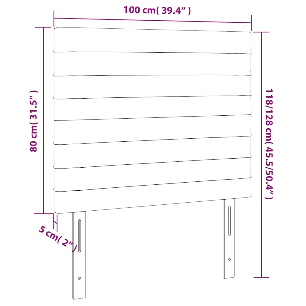 vidaXL Κεφαλάρι Κρεβατιού LED Σκούρο Μπλε 100x5x118/128 εκ. Βελούδινο