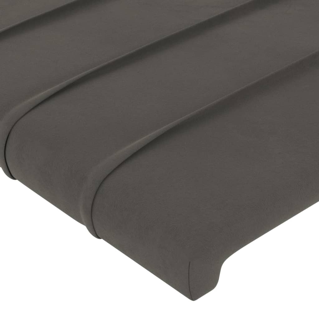 vidaXL Κεφαλάρι Κρεβατιού LED Σκούρο Γκρι 144x5x118/128 εκ. Βελούδινο