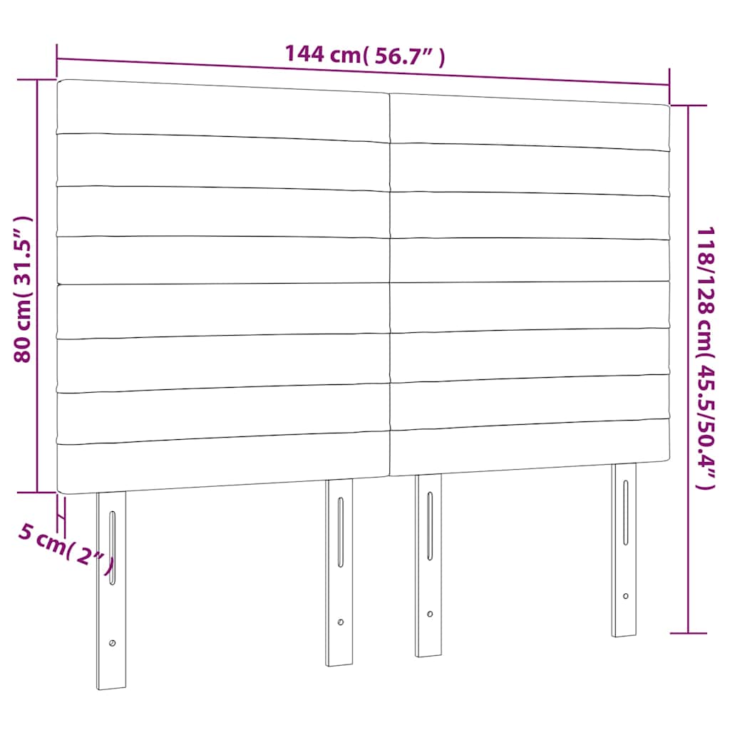 vidaXL Κεφαλάρι Κρεβατιού LED Σκούρο Μπλε 144x5x118/128 εκ. Βελούδινο
