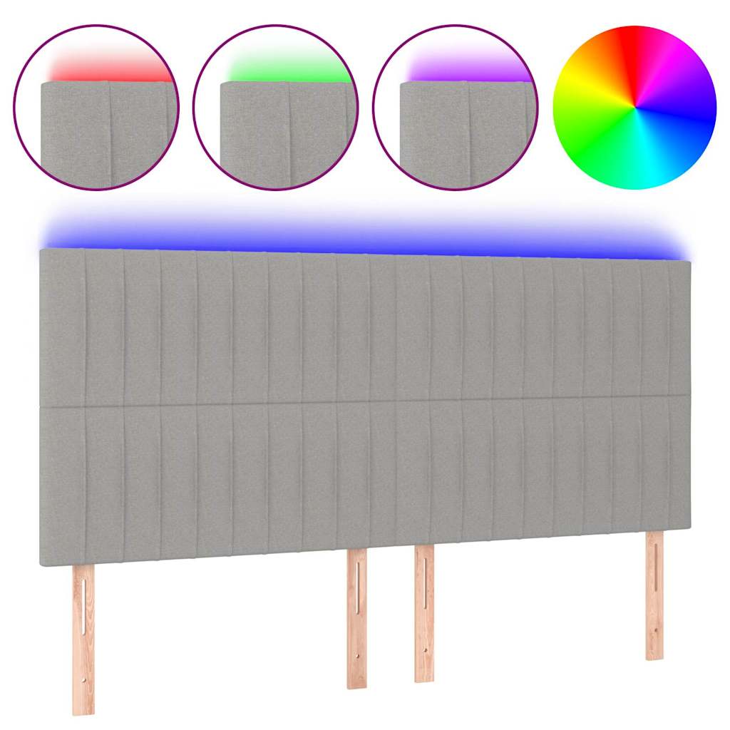 vidaXL Κεφαλάρι Κρεβατιού LED Ανοιχτό Γκρι 160x5x118/128εκ. Υφασμάτινο
