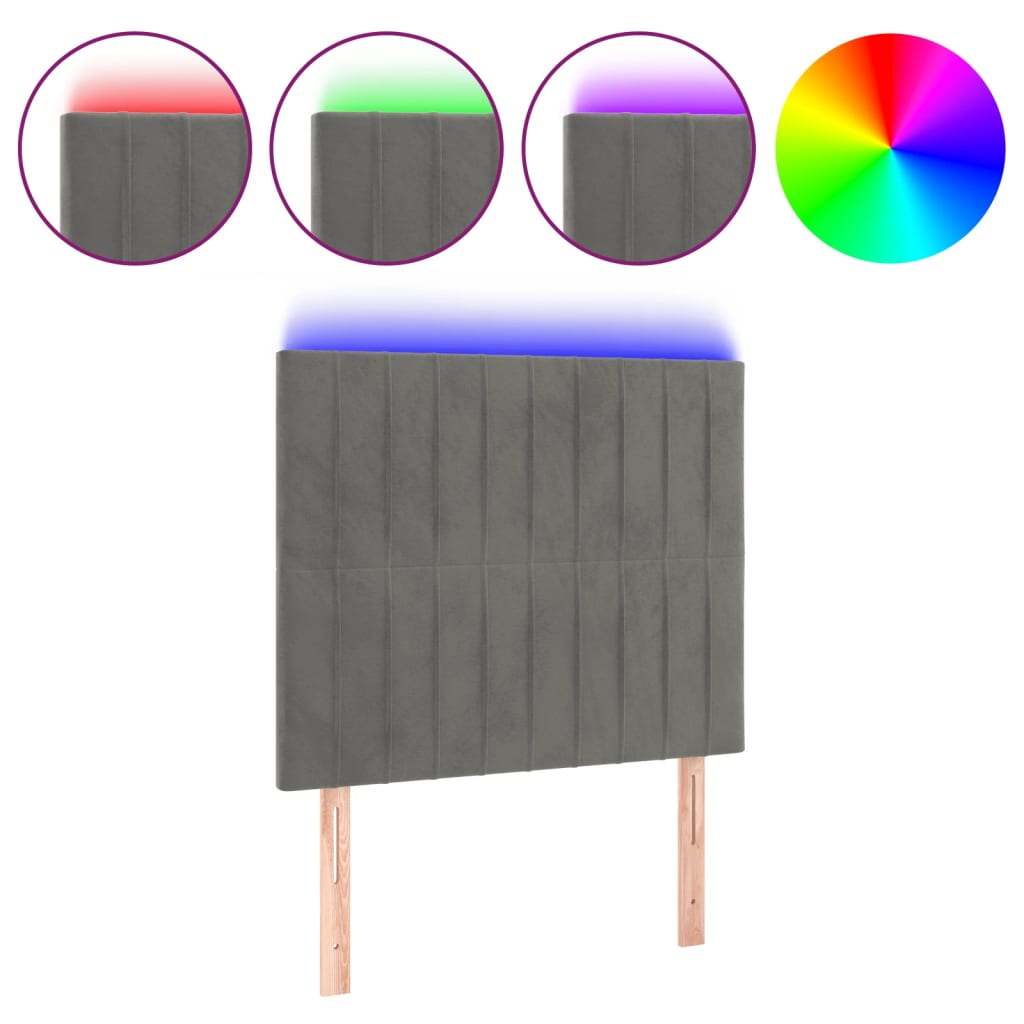 vidaXL Κεφαλάρι Κρεβατιού LED Ανοιχτό Γκρι 90x5x118/128 εκ. Βελούδινο