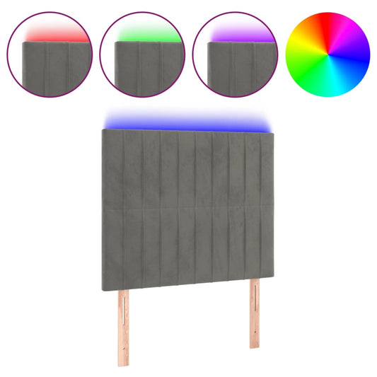 vidaXL Κεφαλάρι Κρεβατιού LED Ανοιχτό Γκρι 90x5x118/128 εκ. Βελούδινο