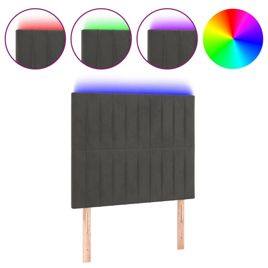 vidaXL Κεφαλάρι Κρεβατιού LED Σκούρο Γκρι 100x5x118/128 εκ. Βελούδινο