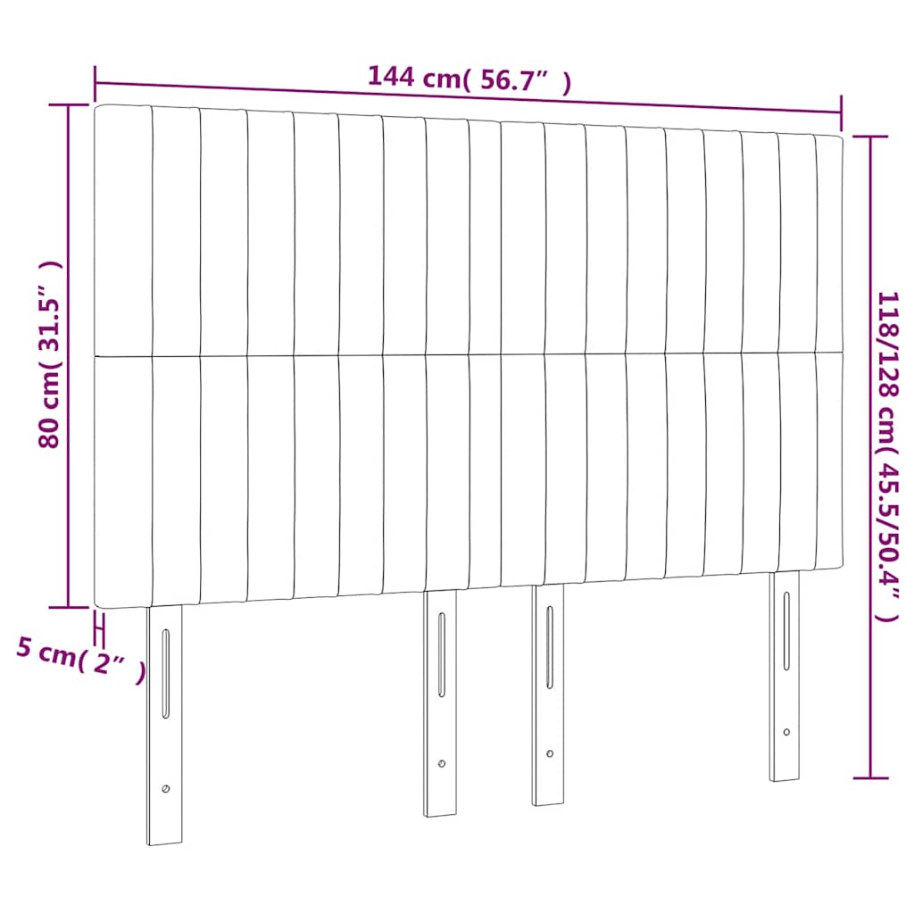 vidaXL Κεφαλάρι Κρεβατιού LED Σκούρο Πράσινο 144x5x118/128 εκ.