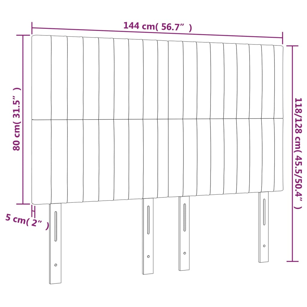 vidaXL Κεφαλάρι Κρεβατιού LED Ροζ 144x5x118/128 εκ. Βελούδινο