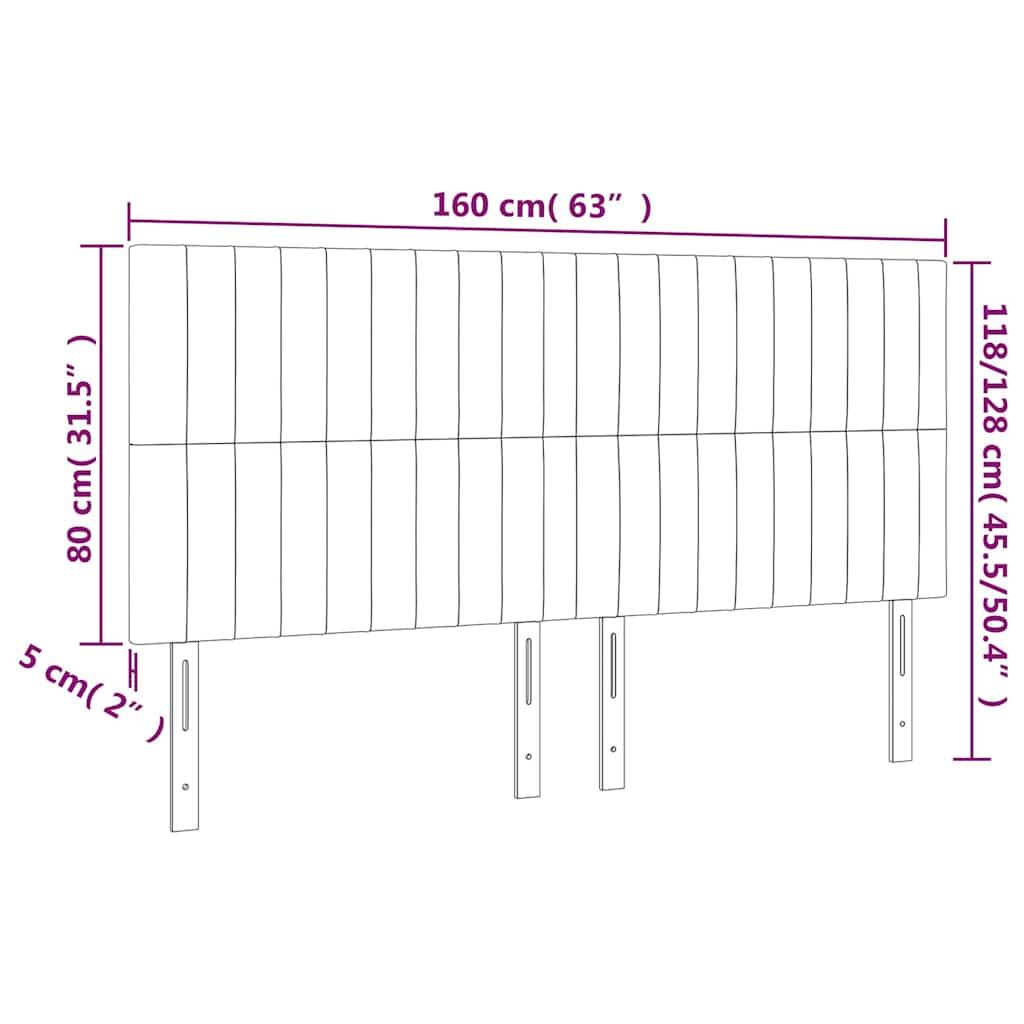 vidaXL Κεφαλάρι Κρεβατιού LED Ροζ 160x5x118/128 εκ. Βελούδινο