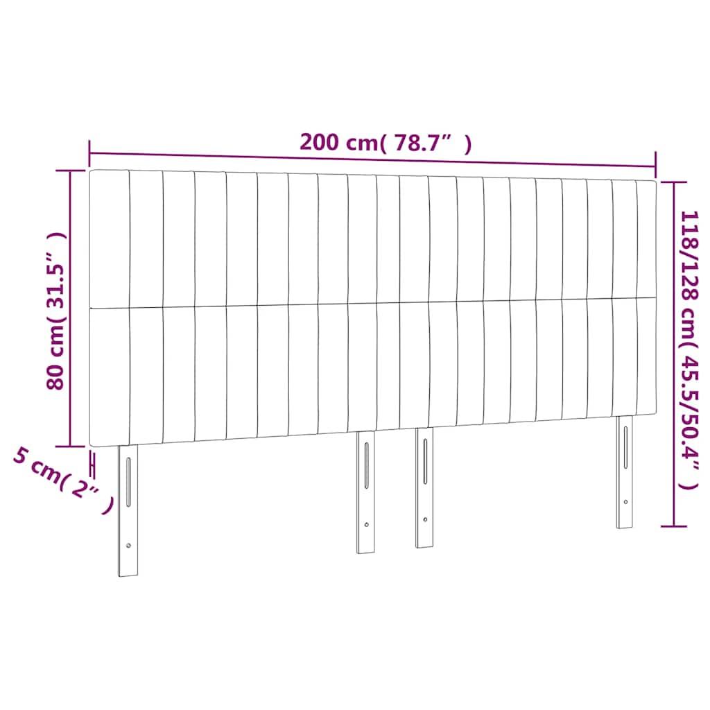 vidaXL Κεφαλάρι Κρεβατιού LED Σκούρο Πράσινο 200x5x118/128 εκ.