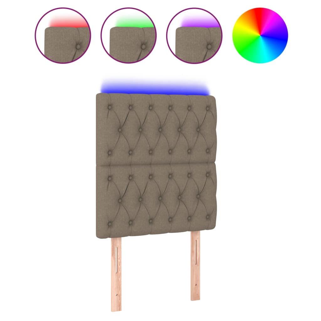 vidaXL Κεφαλάρι Κρεβατιού LED Taupe 80x7x118/128εκ. Υφασμάτινο