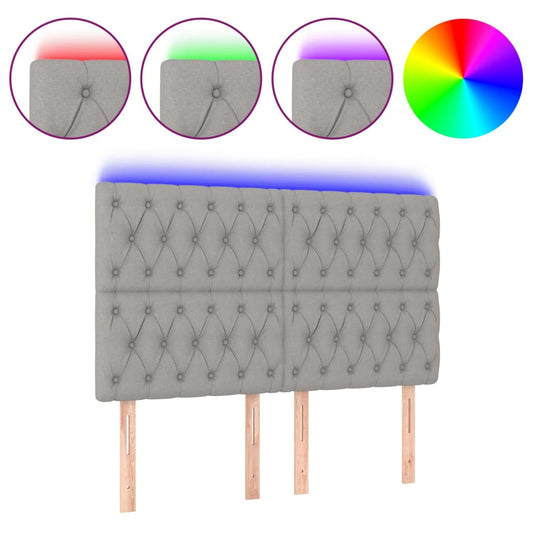 vidaXL Κεφαλάρι Κρεβατιού LED Ανοιχτό Γκρι 160x7x118/128εκ. Υφασμάτινο