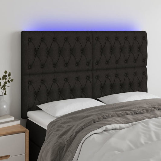 vidaXL Κεφαλάρι Κρεβατιού LED Μαύρο 160x7x118/128 εκ. Υφασμάτινο