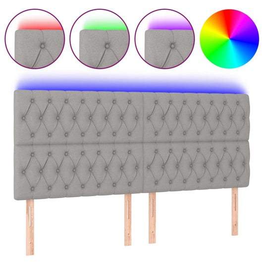 vidaXL Κεφαλάρι Κρεβατιού LED Ανοιχτό Γκρι 180x7x118/128εκ. Υφασμάτινο