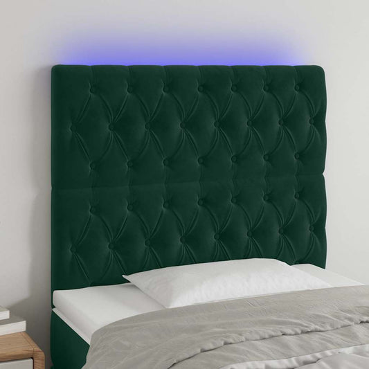 vidaXL Κεφαλάρι Κρεβατιού LED Σκούρο Πράσινο 100x7x118/128 εκ.