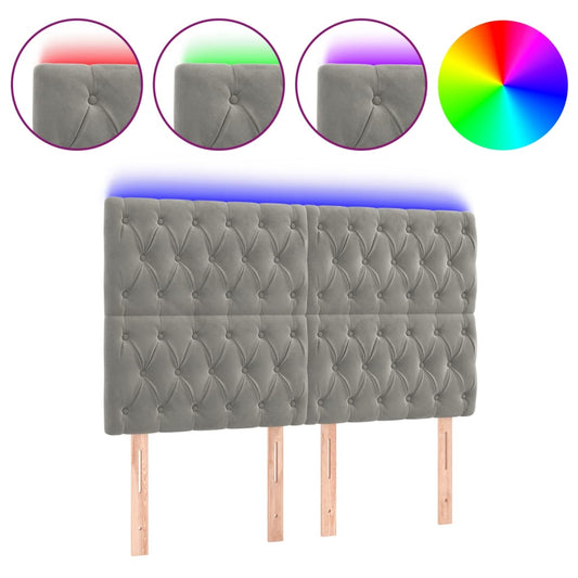 vidaXL Κεφαλάρι Κρεβατιού LED Ανοιχτό Γκρι 160x7x118/128 εκ. Βελούδινο