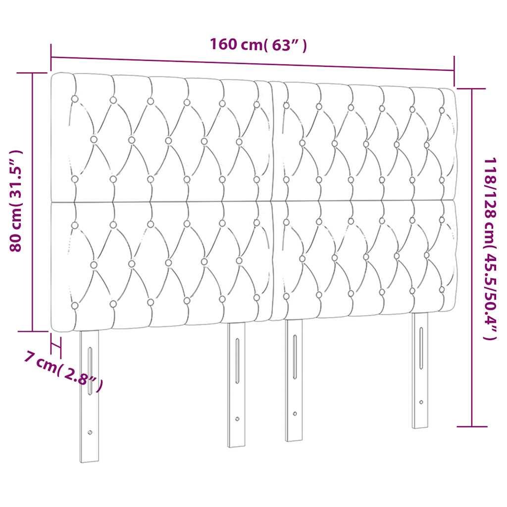 vidaXL Κεφαλάρι Κρεβατιού LED Σκούρο Πράσινο 160x7x118/128 εκ.