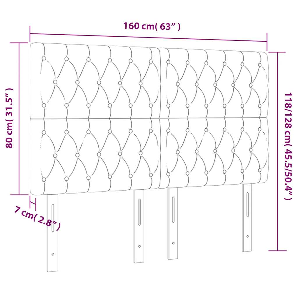 vidaXL Κεφαλάρι Κρεβατιού LED Σκούρο Μπλε 160x7x118/128 εκ. Βελούδινο
