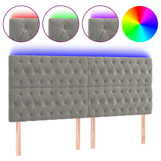 vidaXL Κεφαλάρι Κρεβατιού LED Ανοιχτό Γκρι 180x7x118/128 εκ. Βελούδινο