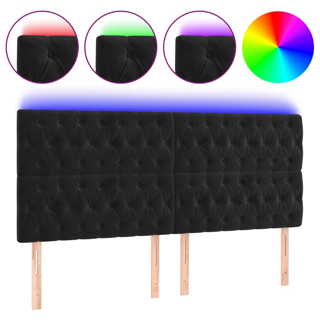 vidaXL Κεφαλάρι Κρεβατιού LED Μαύρο 180x7x118/128 εκ. Βελούδινο