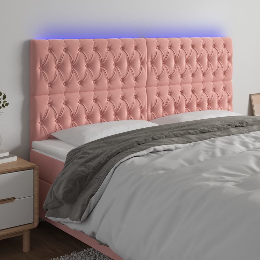 vidaXL Κεφαλάρι Κρεβατιού LED Ροζ 180x7x118/128 εκ. Βελούδινο