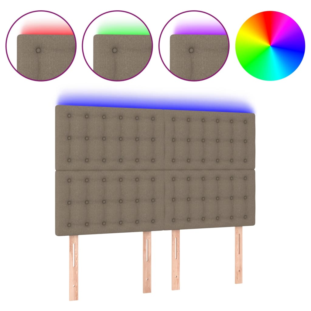 vidaXL Κεφαλάρι Κρεβατιού LED Taupe 144x5x118/128 εκ. Υφασμάτινο