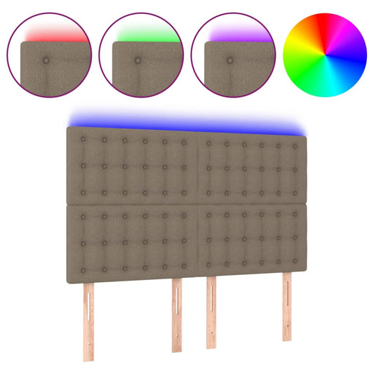 vidaXL Κεφαλάρι Κρεβατιού LED Taupe 144x5x118/128 εκ. Υφασμάτινο