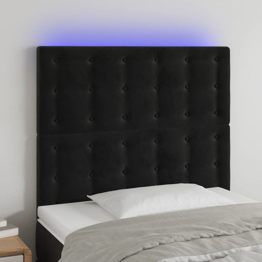 vidaXL Κεφαλάρι Κρεβατιού LED Μαύρο 80x5x118/128 εκ. Βελούδινο