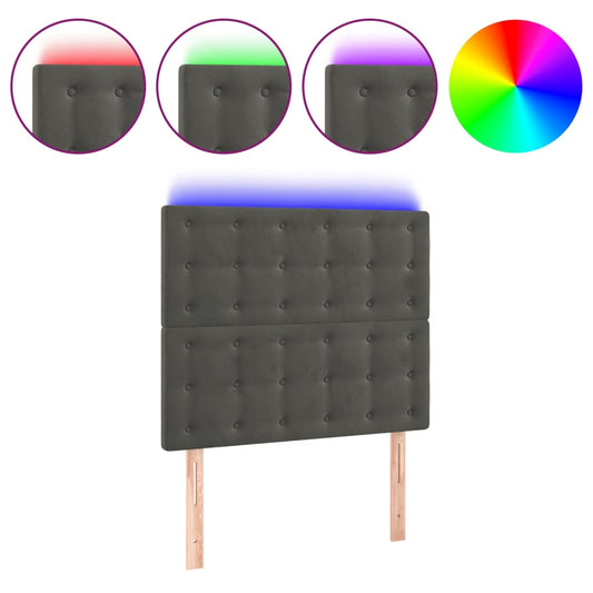 vidaXL Κεφαλάρι Κρεβατιού LED Σκούρο Γκρι 100x5x118/128 εκ. Βελούδινο