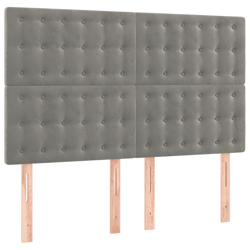 vidaXL Κεφαλάρι Κρεβατιού LED Ανοιχτό Γκρι 144x5x118/128 εκ. Βελούδινο