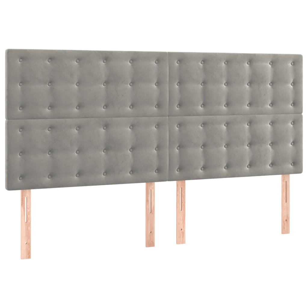 vidaXL Κεφαλάρι Κρεβατιού LED Ανοιχτό Γκρι 160x5x118/128 εκ. Βελούδινο