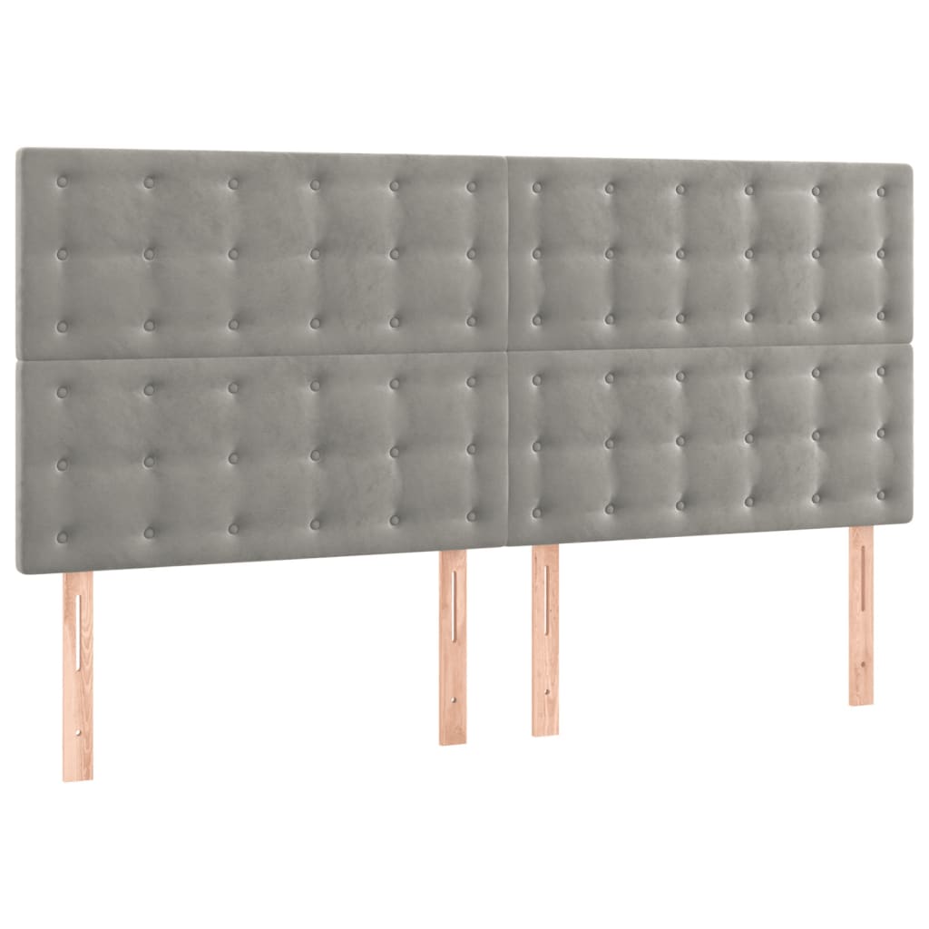 vidaXL Κεφαλάρι Κρεβατιού LED Ανοιχτό Γκρι 180x5x118/128 εκ. Βελούδινο