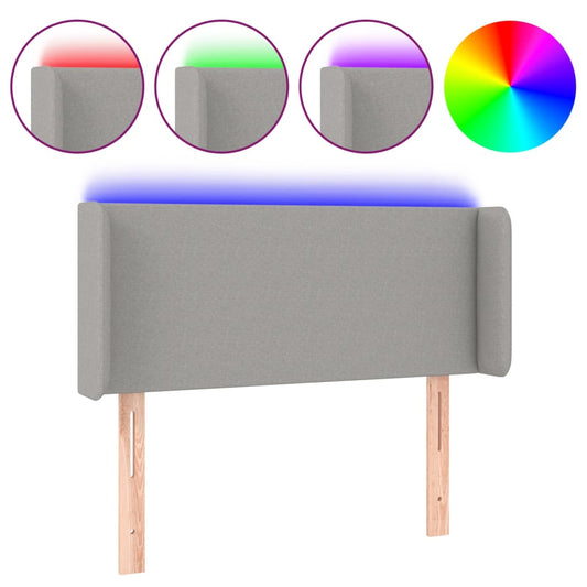 vidaXL Κεφαλάρι Κρεβατιού LED Ανοιχτό Γκρι 83x16x78/88 εκ. Υφασμάτινο