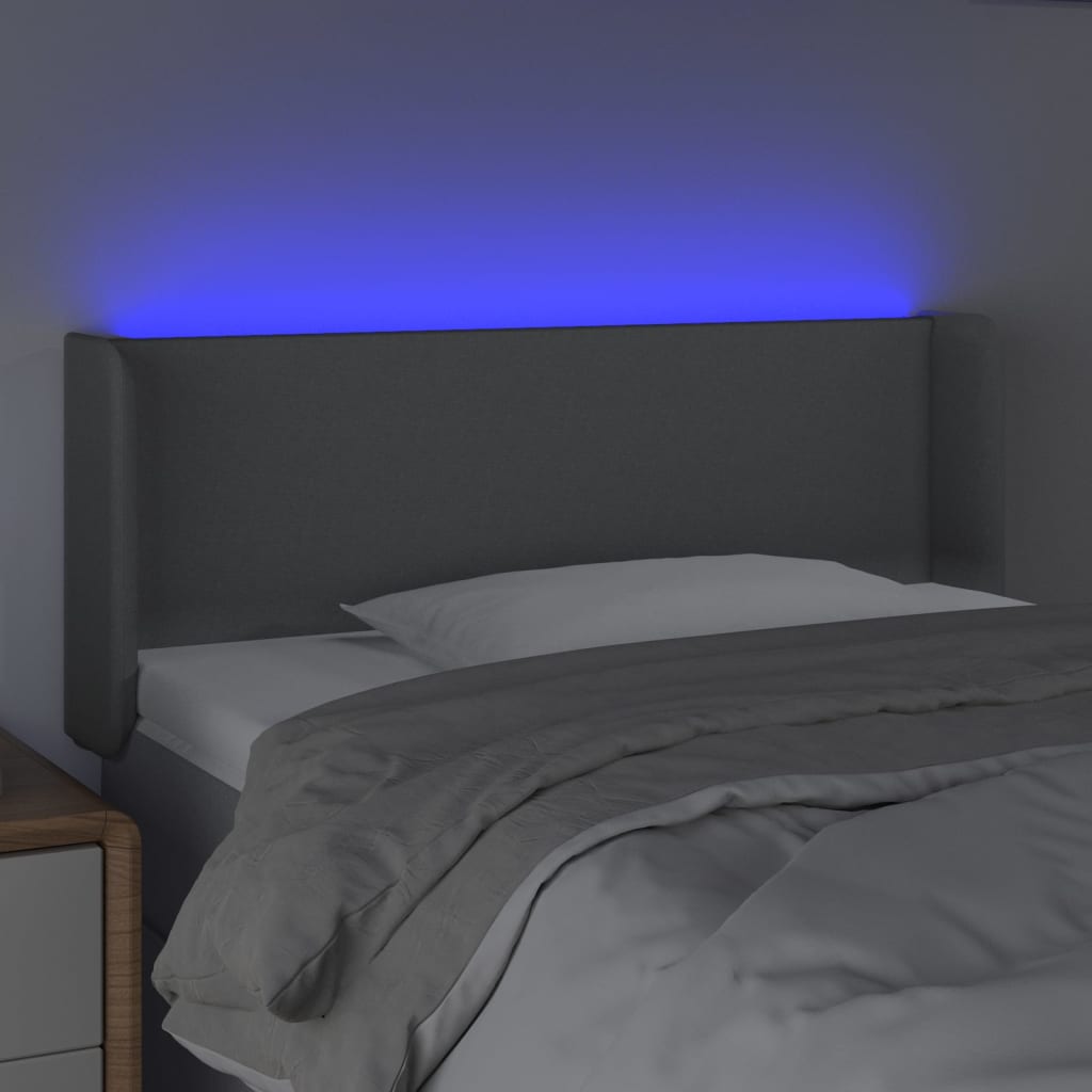 vidaXL Κεφαλάρι Κρεβατιού LED Ανοιχτό Γκρι 83x16x78/88 εκ. Υφασμάτινο