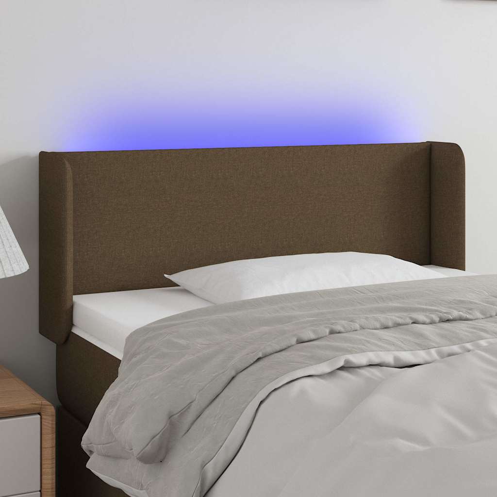 vidaXL Κεφαλάρι Κρεβατιού LED Σκούρο Καφέ 103x16x78/88 εκ. Υφασμάτινο