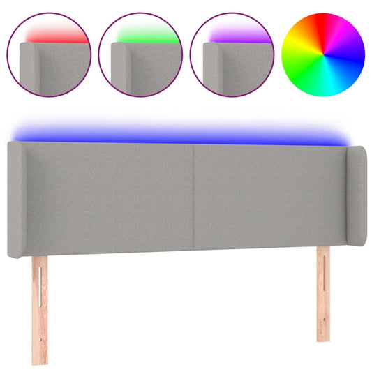 vidaXL Κεφαλάρι Κρεβατιού LED Ανοιχτό Γκρι 147x16x78/88 εκ. Υφασμάτινο