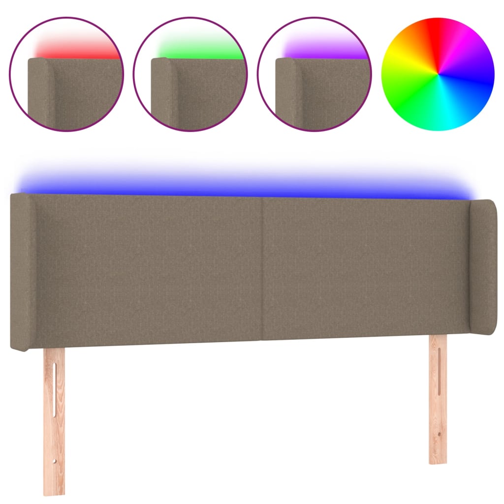 vidaXL Κεφαλάρι Κρεβατιού LED Taupe 147x16x78/88 εκ. Υφασμάτινο