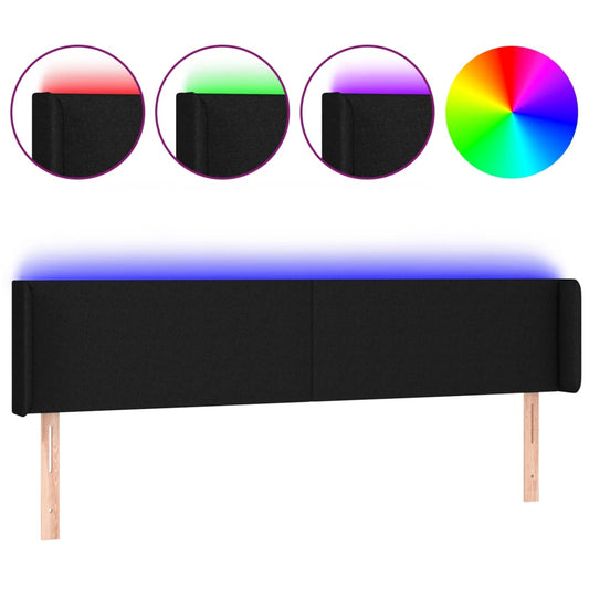 vidaXL Κεφαλάρι Κρεβατιού LED Μαύρο 163x16x78/88 εκ. Υφασμάτινο