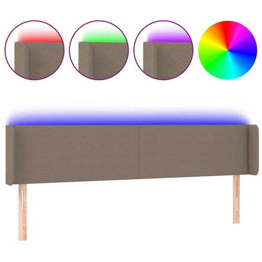 vidaXL Κεφαλάρι Κρεβατιού LED Taupe 163x16x78/88 εκ. Υφασμάτινο